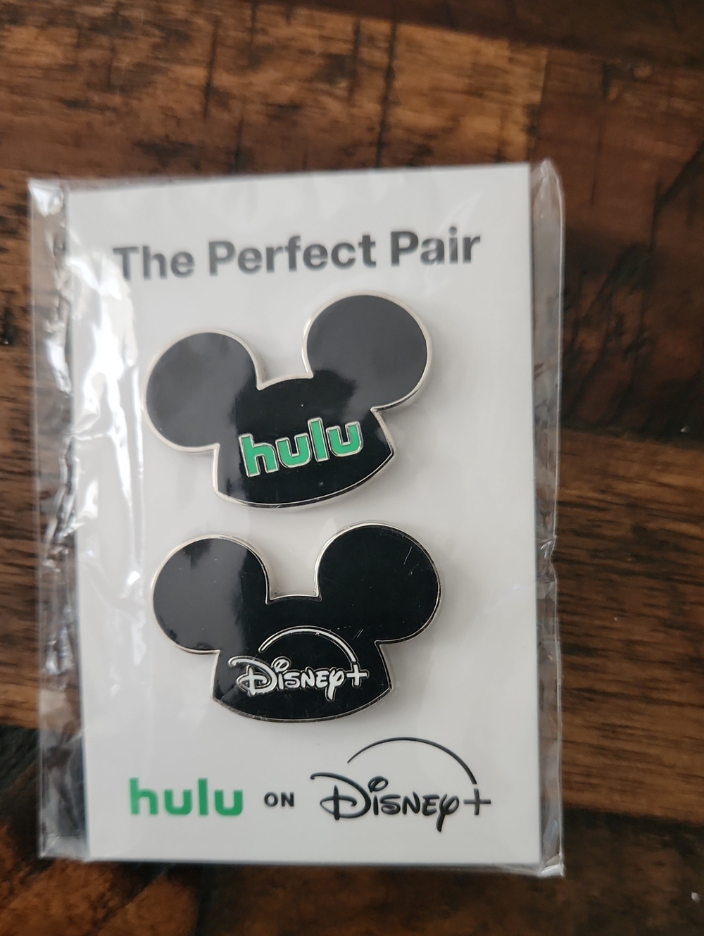 Disney Black Mickey Head Enamel Pin Duo HULU NWT